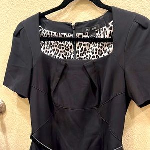 Closet clearance!! Gorgeous black dress with leopard print lining, short sleeves